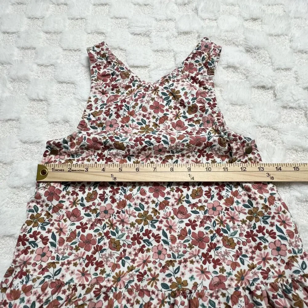 Tommy Bahama Girls Size 6 Floral Corduroy Jumper Dress Pink Snap